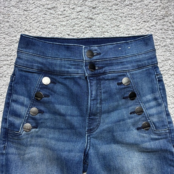Express Jeans Womens 0 Super High Rise Sailor Buttons Perfect Curves Stretch - Picture 2 of 6
